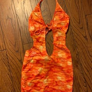 sexy orange party dress